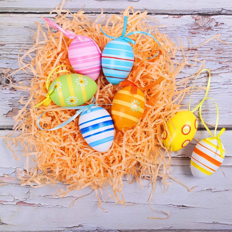 Elcoho 20 Pieces Colorful Plastic Easter Eggs Hanging Ornaments - Image 4