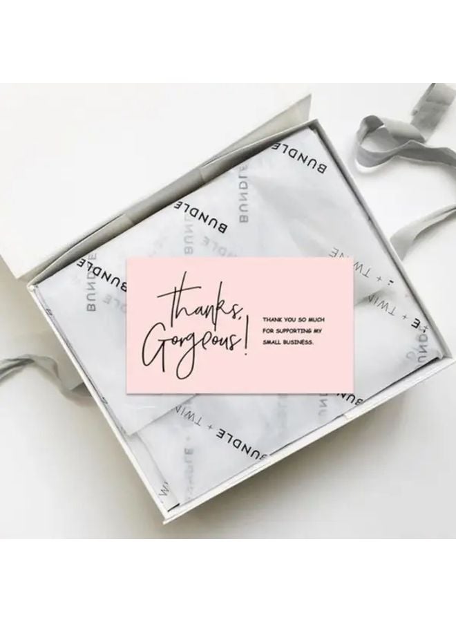 بطاقات شكر وردية الطلاء نهائي غير لامع تصميم يدوي وبسيط قرطاسية الأعمال - Image 2