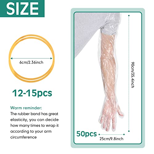 Lauwell 50 Pcs Disposable Dressing Gutting Gloves 35 Inch Shoulder Length Field Dressing Gloves Veterinary Insemination Glove (White) - Image 2