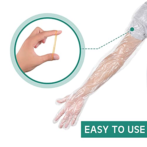 Lauwell 50 Pcs Disposable Dressing Gutting Gloves 35 Inch Shoulder Length Field Dressing Gloves Veterinary Insemination Glove (White) - Image 4