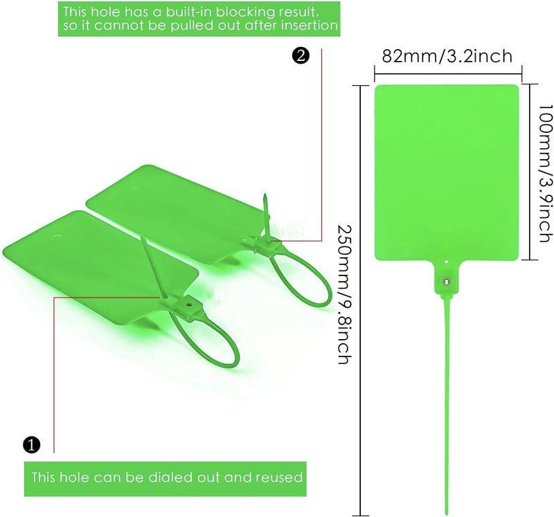 Coobbar Durable Waterproof Plastic Shipping Tags, 200-Pack, Writable Security Seals, Labeling Hang Tags & Marker Ties for Storage (Green) - Image 2
