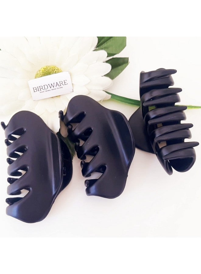 BIRDWARE Big Size Hair Clips For Women Multi Color Imported Acrylic Material Stone Butterfly | Hair Clutchers (Pack Of 3) (Black) - Image 1