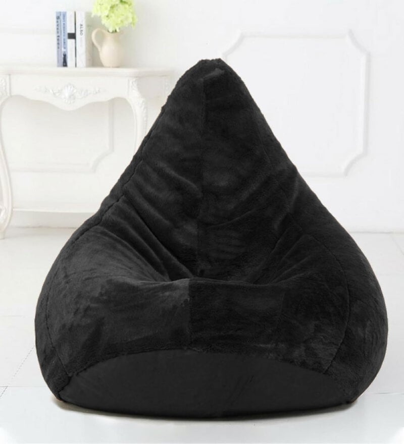 Deeku Art Bean Bag Without Beans XXXL for Adults Soft and Premium Faux Fur beanbag Black Color Designer Black Furry Bean Bag XXXL - Image 2