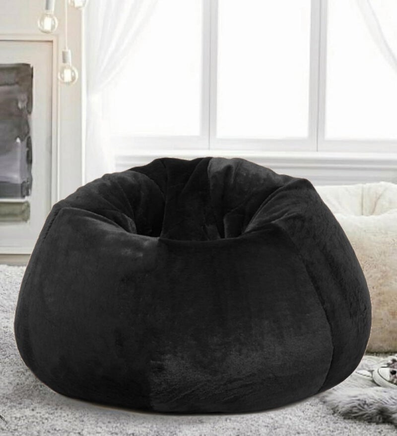 Deeku Art Bean Bag Without Beans XXXL for Adults Soft and Premium Faux Fur beanbag Black Color Designer Black Furry Bean Bag XXXL - Image 4