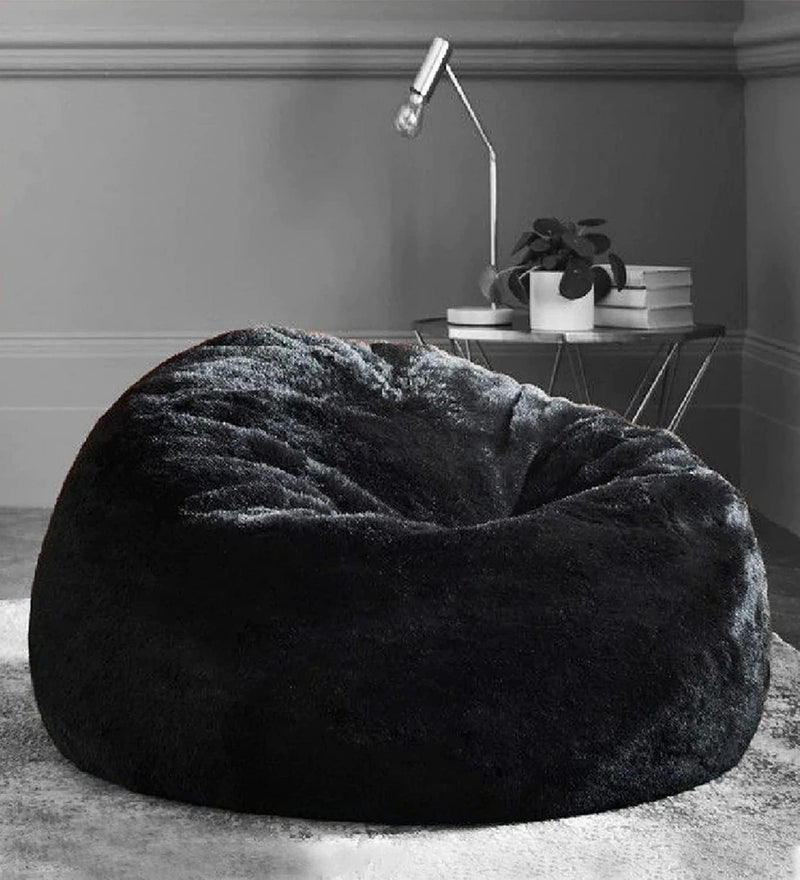 Deeku Art Bean Bag Without Beans XXXL for Adults Soft and Premium Faux Fur beanbag Black Color Designer Black Furry Bean Bag XXXL - Image 5