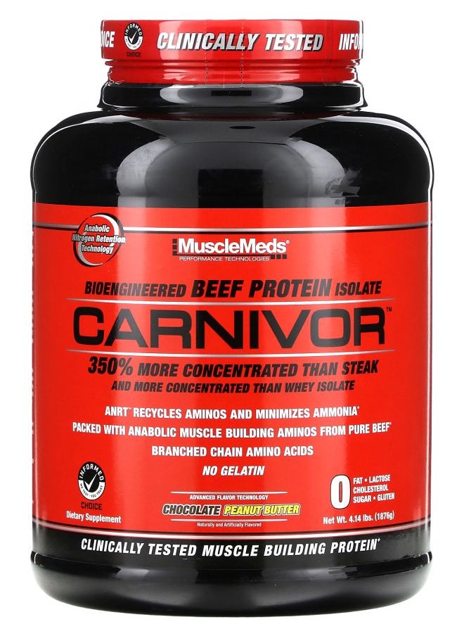 MUSCLEMEDS Carnivor Bioengineered Beef Protein Isolate Chocolate Peanut Butter  4.14 lbs (1876 g) 