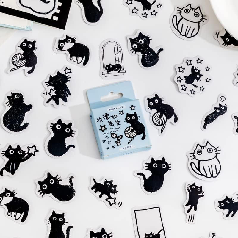 Obujopal Mini Size Cute Cat Stickers - 45 Pcs for Scrapbooking, Journals, and DIY Decoration - Image 1