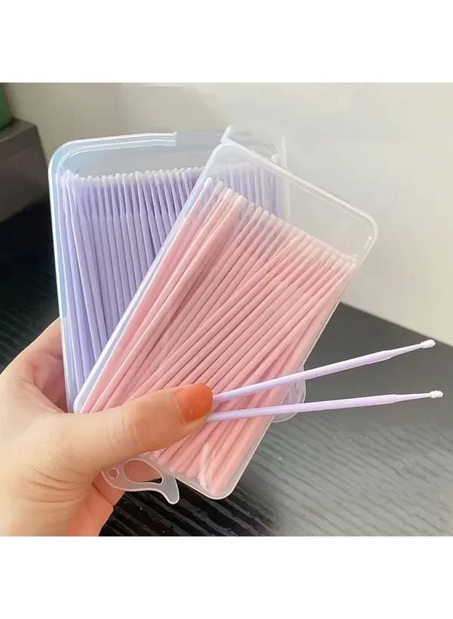 100pcs Micro Applicator Brushes Light Purple Tips For Eyeliner Eyelash Extensions Nail Art - Image 2