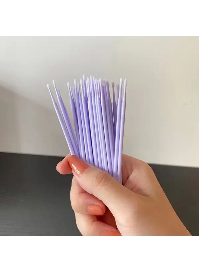 100pcs Micro Applicator Brushes Light Purple Tips For Eyeliner Eyelash Extensions Nail Art - Image 3