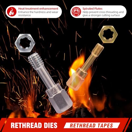 AKM 61Pcs Thread Restorer Kit, Rethread Repair Tool, UNC UNF & MetricThread Chaser Set with Thread Pitch Gauge - Image 4