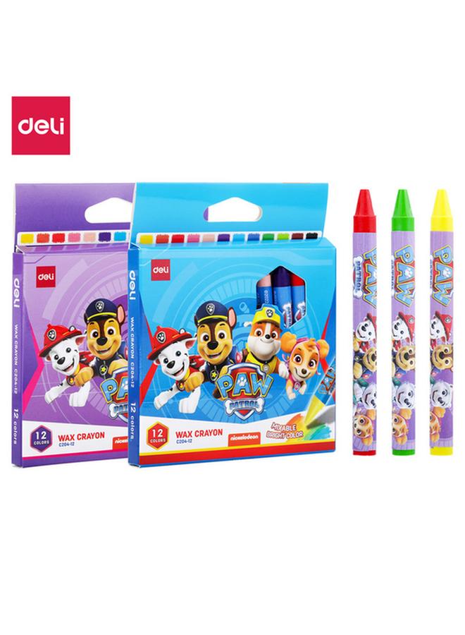 Deli 12-Piece Paw Patrol Mixable Bright Wax Crayons Assorted Color 145806