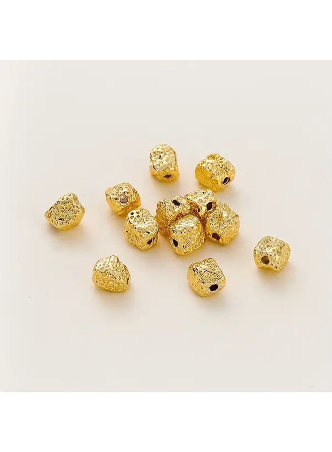 Rhodium Plated 10Pcs 5x7mm Brass Pitted Beads For Jewelry Making - Image 1