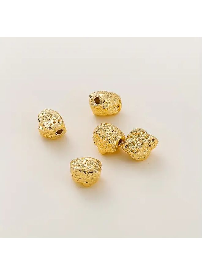Rhodium Plated 10Pcs 5x7mm Brass Pitted Beads For Jewelry Making - Image 3