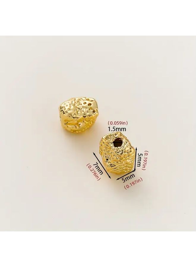 Rhodium Plated 10Pcs 5x7mm Brass Pitted Beads For Jewelry Making - Image 4
