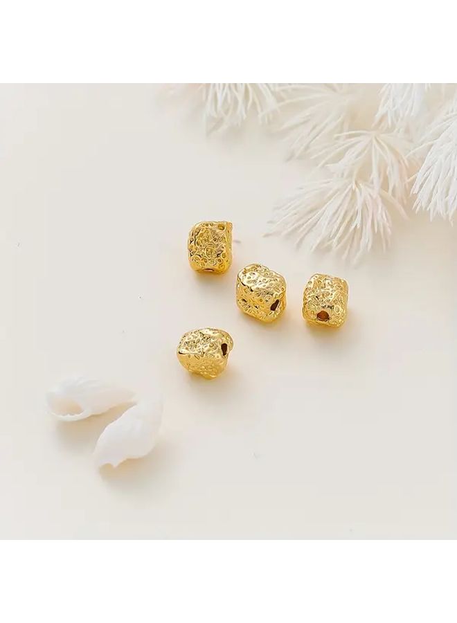Rhodium Plated 10Pcs 5x7mm Brass Pitted Beads For Jewelry Making - Image 2