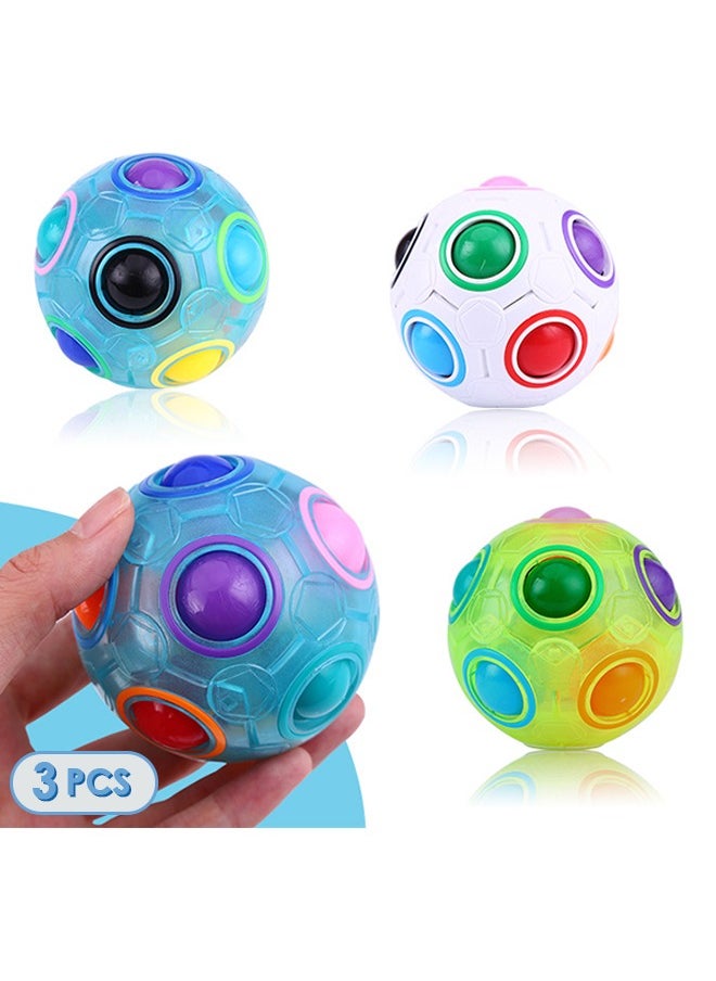 null - 3Pcs Magic Colorful Ball Magic Cube in 3 Colors Puzzle Ball Glow Color Match Puzzle Cube Brain Teasers Games Stress Fidget Toys Handheld Sensory Toy for Boys Girls Teens Adults Decompression - Image 1