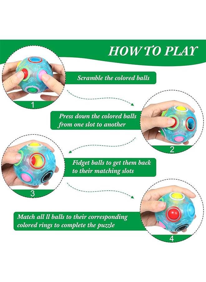 null - 3Pcs Magic Colorful Ball Magic Cube in 3 Colors Puzzle Ball Glow Color Match Puzzle Cube Brain Teasers Games Stress Fidget Toys Handheld Sensory Toy for Boys Girls Teens Adults Decompression - Image 1