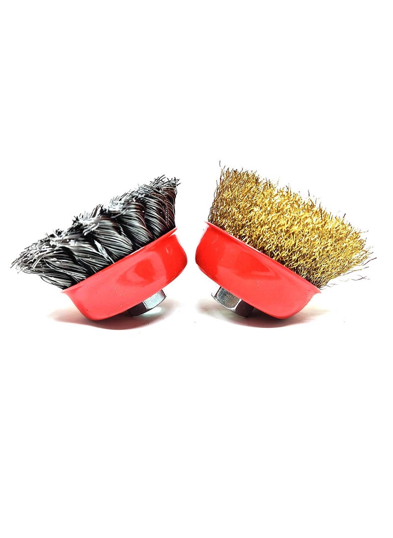 PRAHAJ PRAHAJ Combo of Twisted and Non Twisted Cup Brush for 4 inch Angle Grinder Wire Brush for Removing Rust Paint and Polishing Metal Brush for Cleaning Households Removes Paint Dust Dirt  - Image 4