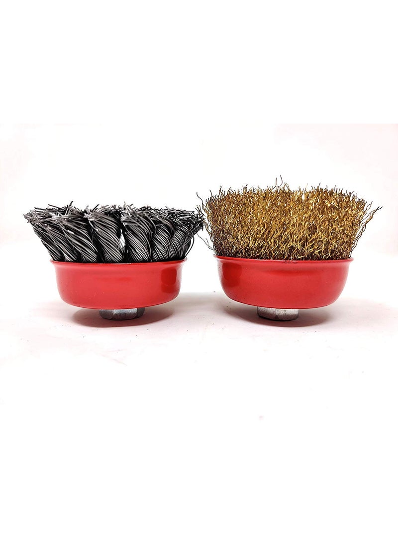 PRAHAJ PRAHAJ Combo of Twisted and Non Twisted Cup Brush for 4 inch Angle Grinder Wire Brush for Removing Rust Paint and Polishing Metal Brush for Cleaning Households Removes Paint Dust Dirt  - Image 5