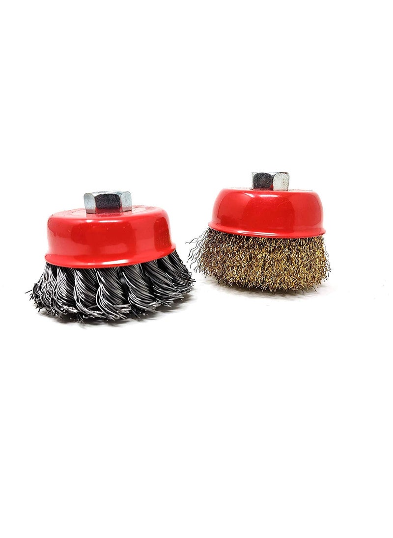 PRAHAJ PRAHAJ Combo of Twisted and Non Twisted Cup Brush for 4 inch Angle Grinder Wire Brush for Removing Rust Paint and Polishing Metal Brush for Cleaning Households Removes Paint Dust Dirt  - Image 3