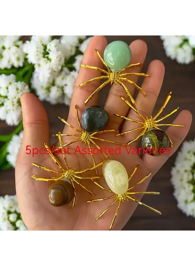 5PC Black Spider Handcrafted Quartz Crystal Set Bohemian Style for Jewelry Making - Image 3