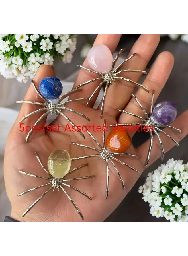 5PC Black Spider Handcrafted Quartz Crystal Set Bohemian Style for Jewelry Making - Image 5