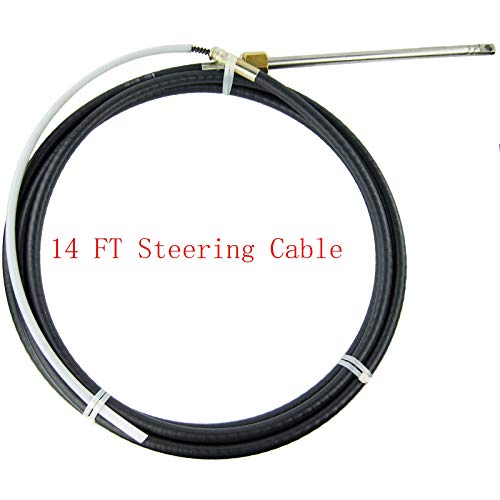NEWMAIX Outboard Steering System,Marine Turbine Rotary Steering System Outboard Boat Steering Kit with 13.5" Steering Wheel and Steering Cable Rotary Helm 3/4" Tapered Shaft 90° Bezel Fixing Kits (14FT) - Image 3