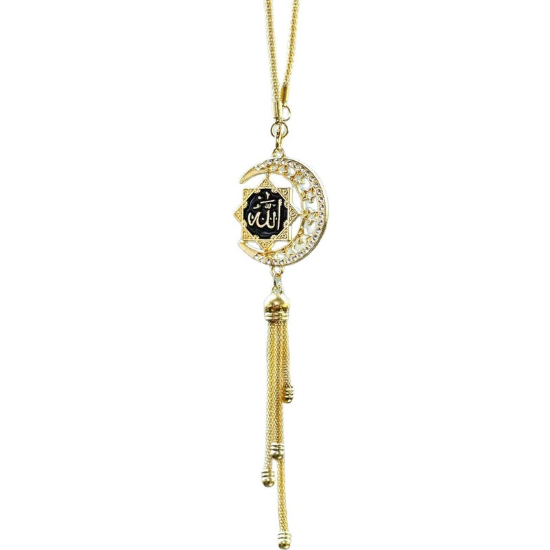 Gold Star Moon Enamel Car Hanging Ornament - 3D Scripture Rearview Mirror Tassel Pendant - Image 4