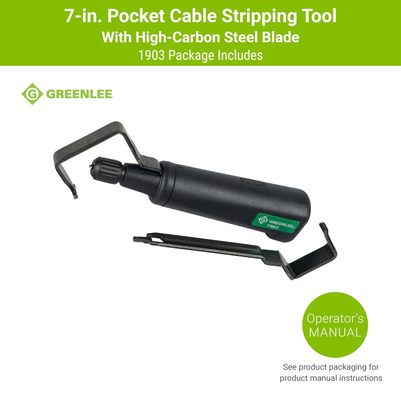 Greenlee 1903 7" Pocket Cable Stripping Tool with High-Carbon Steel Blade, 8 AWG - 1250 Kcmil - Image 2