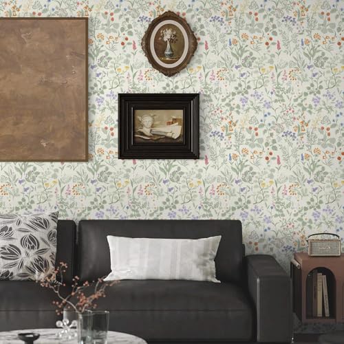 Dimoon 17.3" X 78.7" Peel and Stick Wallpaper Floral Contact Paper Wall Art Beige Green Renter Friendly Waterproof Removable Self Adhesive Wallpaper for Bedroom Livingroom Bathroom Textured Vinyl Roll - Image 4