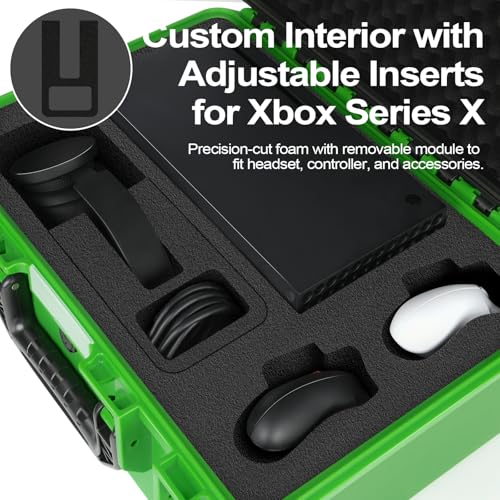 YETEETH Storage Case for Xbox Series X Console: Hard Shell Travel Cases Custom Foam Fits for Xbox Console, Controllers, Headset, Charger and Accessories, IP67 Waterproof Series X Carrying Cases (Only Case) - Image 3