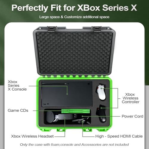 YETEETH Storage Case for Xbox Series X Console: Hard Shell Travel Cases Custom Foam Fits for Xbox Console, Controllers, Headset, Charger and Accessories, IP67 Waterproof Series X Carrying Cases (Only Case) - Image 2