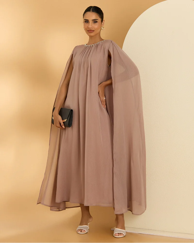 REDTAG Women Mauve Plain Kaftan Dress