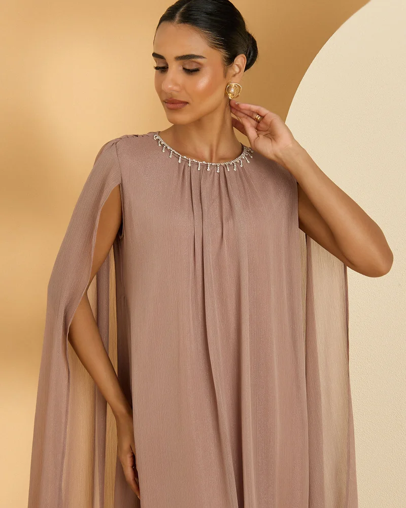 REDTAG Women Mauve Plain Kaftan Dress