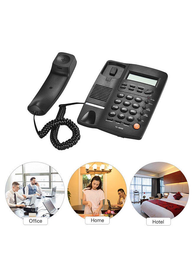 Desktop Corded Telephone Phone with LCD Display Caller ID Volume Adjustable Calculator Alarm Clock for House Home Call Center Office Company Hotel