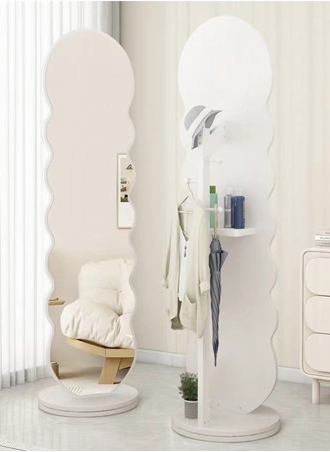 fashionhome Multifunctional Rotating Floor Full Length Body Dressing Mirror Bedroom Floor Stable Base Coat and Cap Storage Rack Bedroom Living Room Furniture 46x166 cm  - Image 1