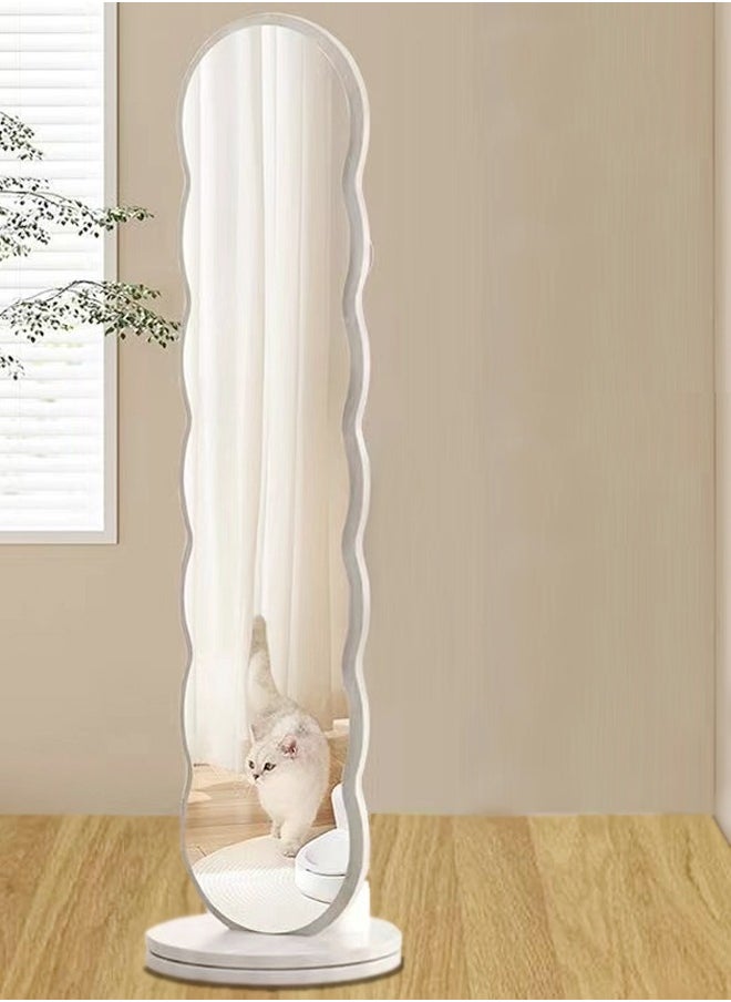 fashionhome Multifunctional Rotating Floor Full Length Body Dressing Mirror Bedroom Floor Stable Base Coat and Cap Storage Rack Bedroom Living Room Furniture 46x166 cm  - Image 2
