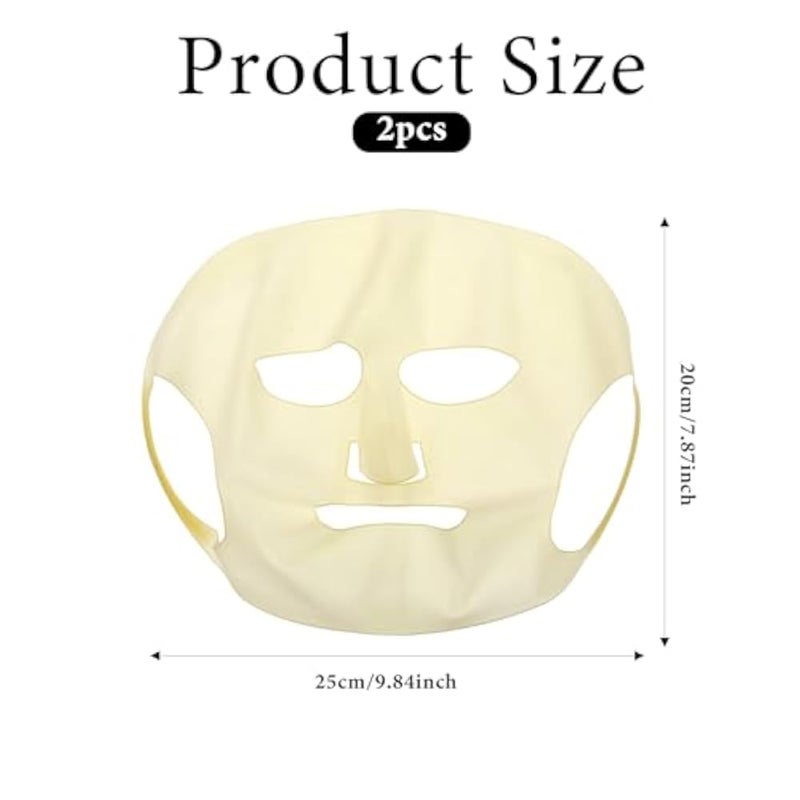 COMNICO 2 Sheets Silicone Face Mask Cover, Reusable Anti-Wrinkle Face Mask Holder Moisturizing 3D Facial Mask Cover Prevent Evaporation Falling Skincare Beauty Spa(Gold + Pink) - Image 2