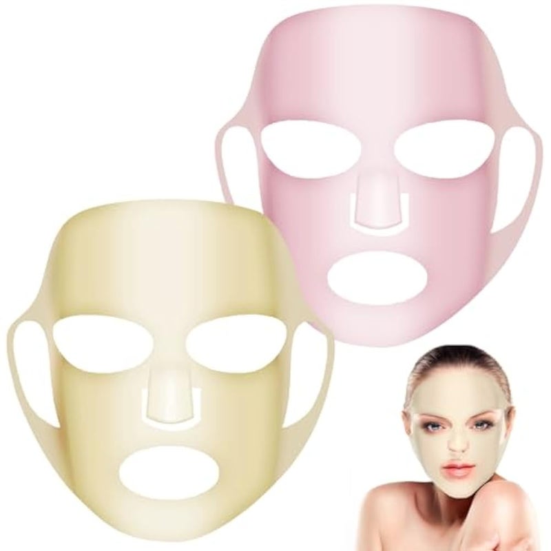 COMNICO 2 Sheets Silicone Face Mask Cover, Reusable Anti-Wrinkle Face Mask Holder Moisturizing 3D Facial Mask Cover Prevent Evaporation Falling Skincare Beauty Spa(Gold + Pink) - Image 1