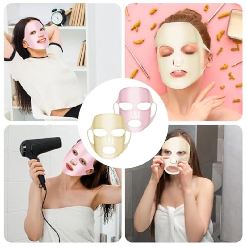COMNICO 2 Sheets Silicone Face Mask Cover, Reusable Anti-Wrinkle Face Mask Holder Moisturizing 3D Facial Mask Cover Prevent Evaporation Falling Skincare Beauty Spa(Gold + Pink) - Image 4