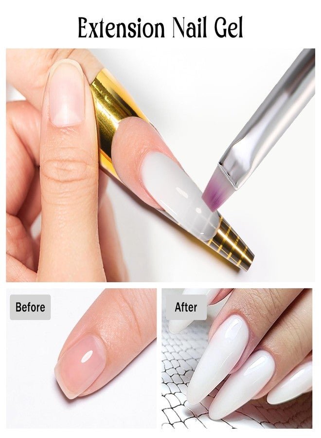 MEET ACROSS Builder Nail Gel Kit, Milky White Hard Gel for Extension, Builder Base &Strengthener Art Manicure Set with 100pcs Forms and Nail Brush - Image 5