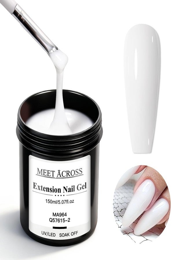 MEET ACROSS Builder Nail Gel Kit, Milky White Hard Gel for Extension, Builder Base &Strengthener Art Manicure Set with 100pcs Forms and Nail Brush - Image 2