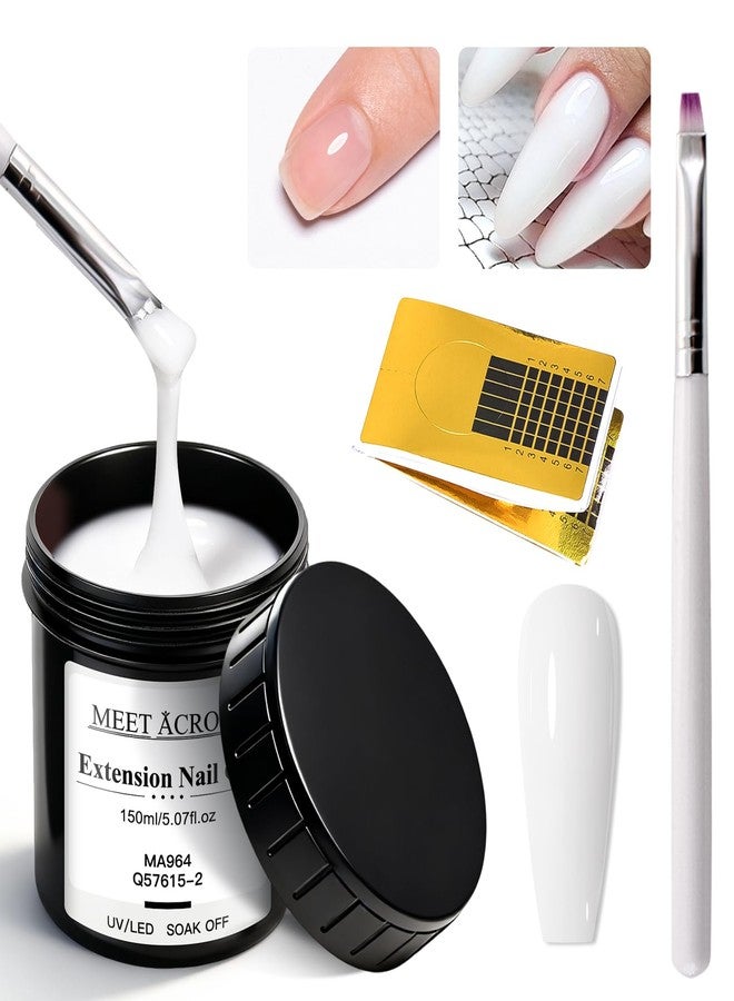MEET ACROSS Builder Nail Gel Kit, Milky White Hard Gel for Extension, Builder Base &Strengthener Art Manicure Set with 100pcs Forms and Nail Brush - Image 1