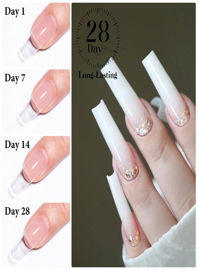 MEET ACROSS Builder Nail Gel Kit, Milky White Hard Gel for Extension, Builder Base &Strengthener Art Manicure Set with 100pcs Forms and Nail Brush - Image 4