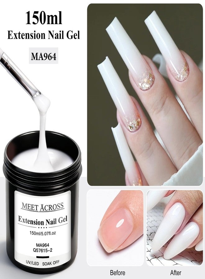 MEET ACROSS Builder Nail Gel Kit, Milky White Hard Gel for Extension, Builder Base &Strengthener Art Manicure Set with 100pcs Forms and Nail Brush - Image 3