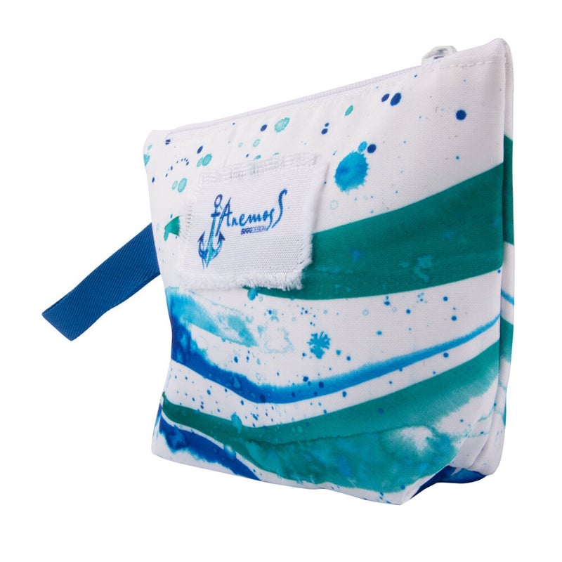 AnemosS Wave Pattern Makeup Case, Denim and Polyester, 20x15 cm, Women Bag - Image 5