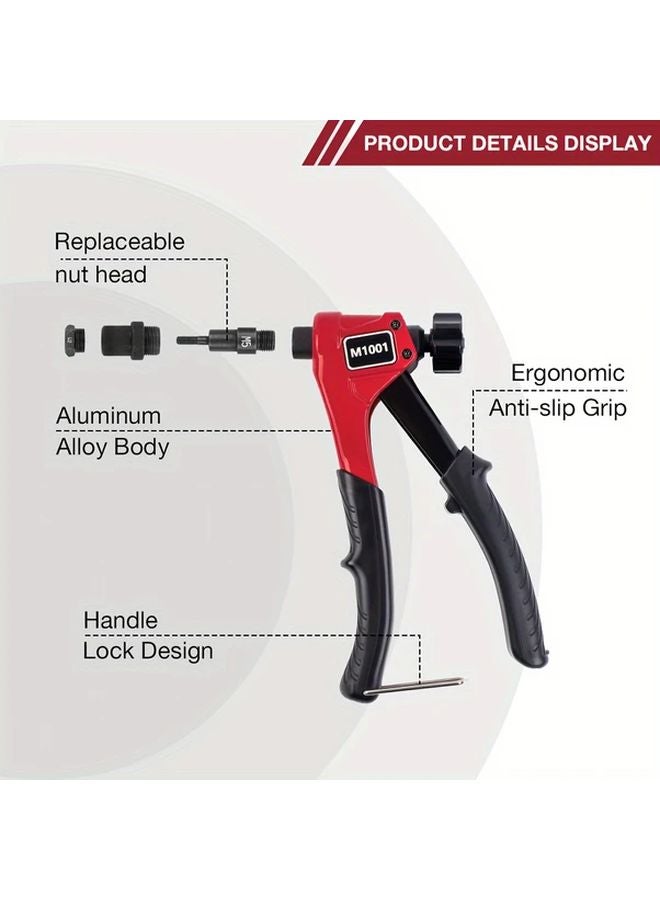 Professional Manual Rivet Nut Gun Tool Kit 1 Set For M3 M4 M5 M6 Nuts Furniture Wall Automotive Panel - Image 4