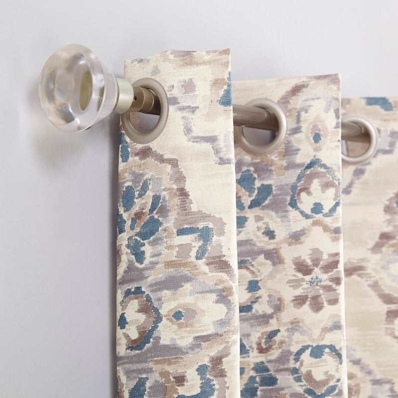 Sun Zero Regina Floral Watercolor Energy Efficient Grommet Curtain Panel, 40" x 95", Linen - Image 2