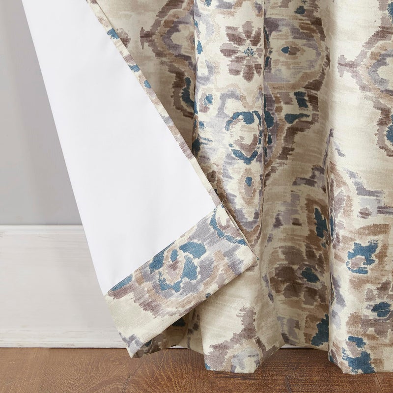 Sun Zero Regina Floral Watercolor Energy Efficient Grommet Curtain Panel, 40" x 95", Linen - Image 3