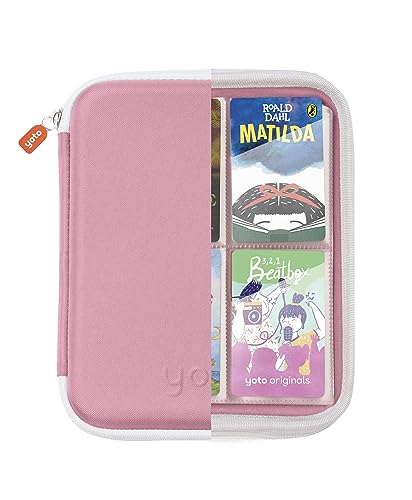 YOTO Card Case in Think Pink – Kids Accessory, Soft Portable Folder with Zipper & 64 Pockets for Player & Mini Audiobook Cards, Binder Sleeve Holder for Travel - Image 2